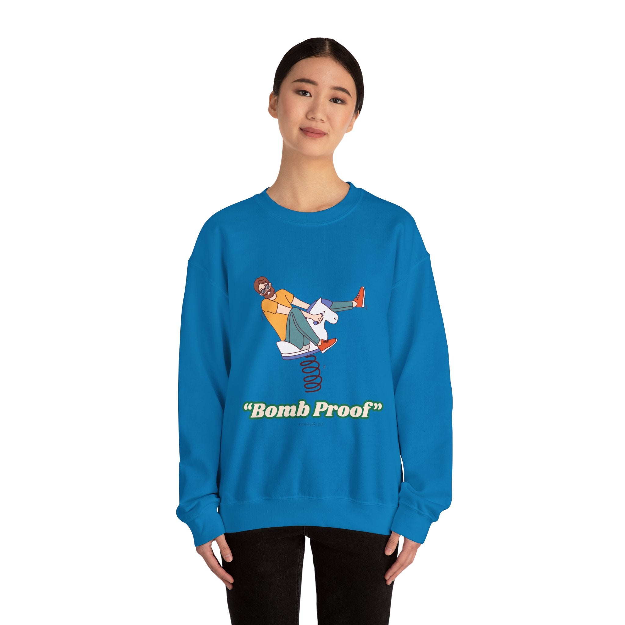 Crewneck Sweatshirt — 'Bomb Proof' Retro Playground Graphic