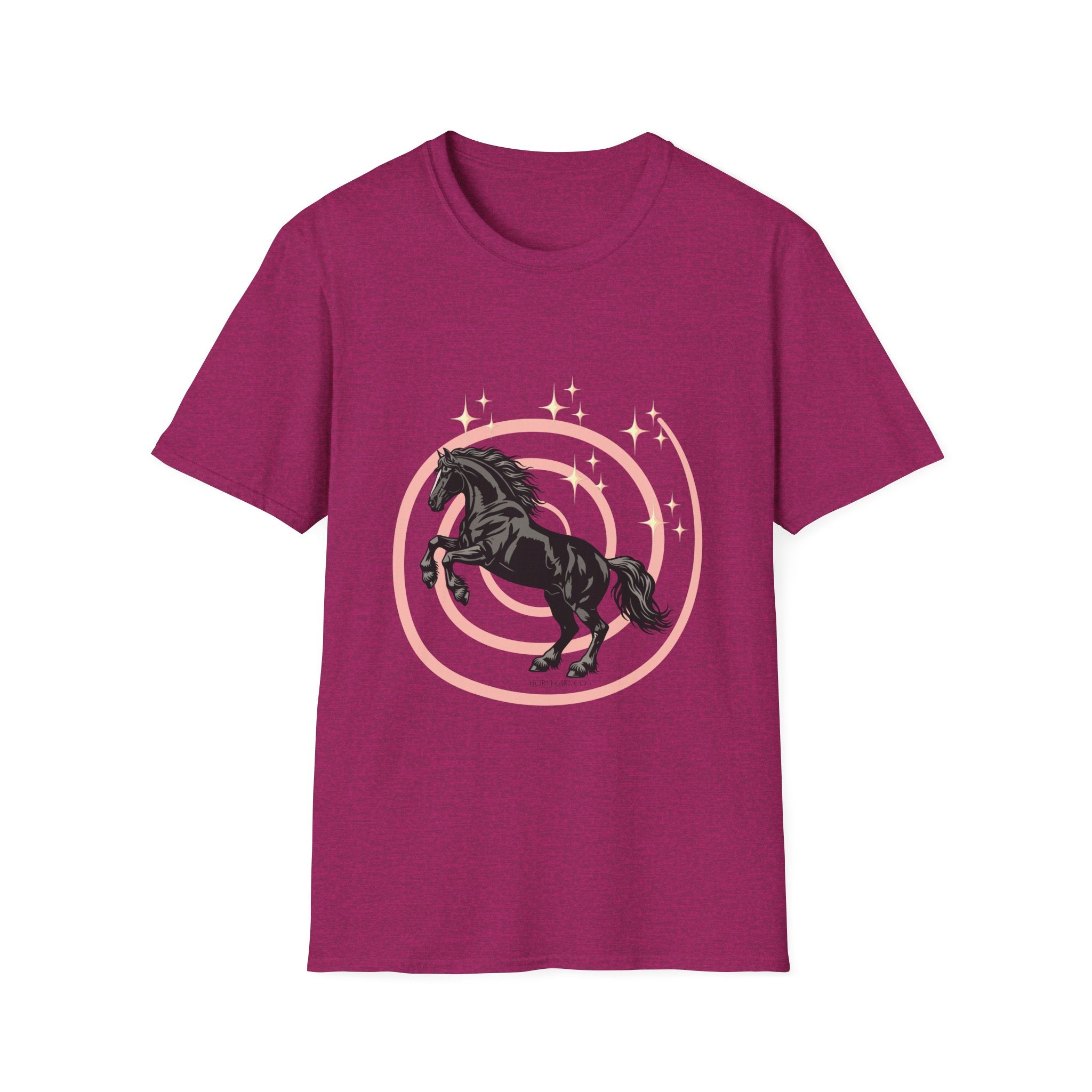 Black Horse Graphic T-Shirt — Majestic Stallion Retro Circle Design
