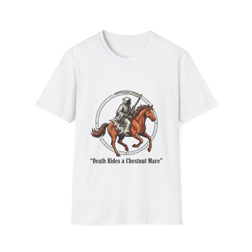 Death Rides a Chestnut Mare T-Shirt — Grim Reaper Horse T Shirt for Women