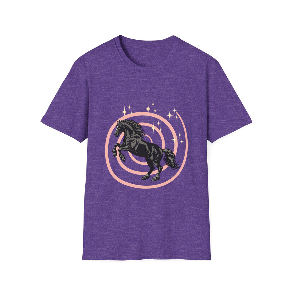 Black Horse Graphic T-Shirt — Majestic Stallion Retro Circle Design