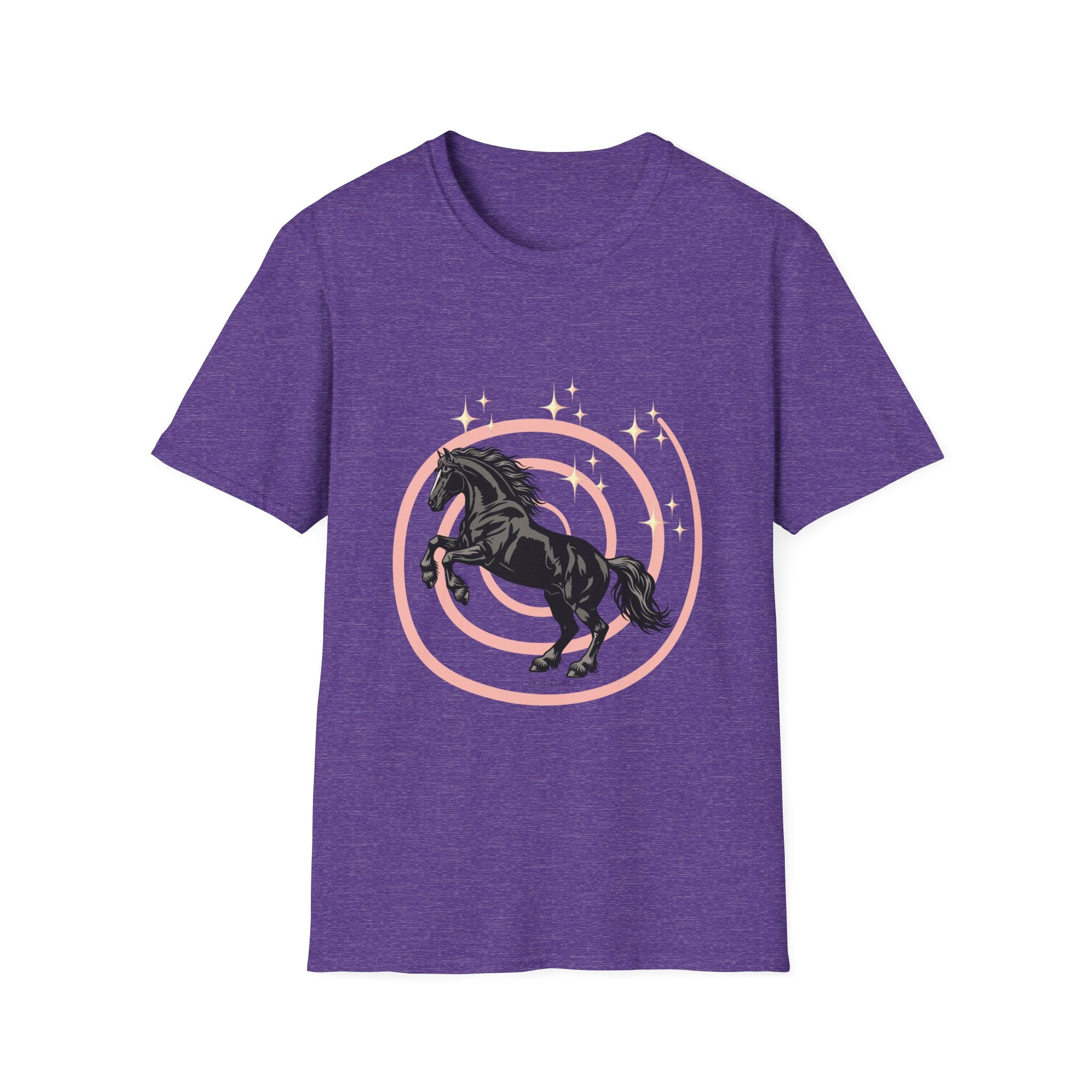 Black Horse Graphic T-Shirt — Majestic Stallion Retro Circle Design