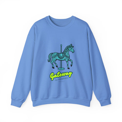 Carousel Horse Sweatshirt — "Gateway to Happiness" Graphic Crewneck