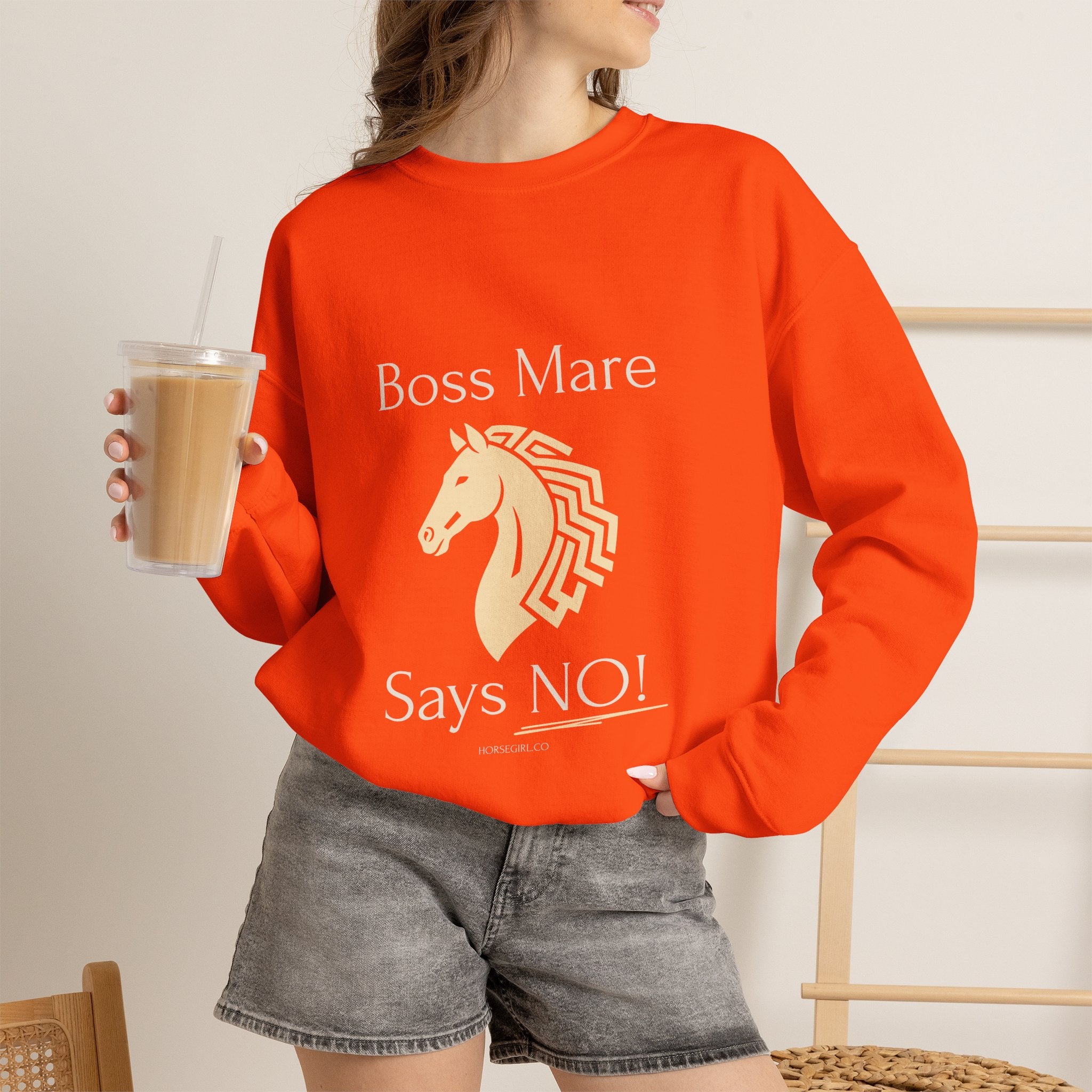Boss Mare Says NO! Horse Lover Crewneck Sweatshirt