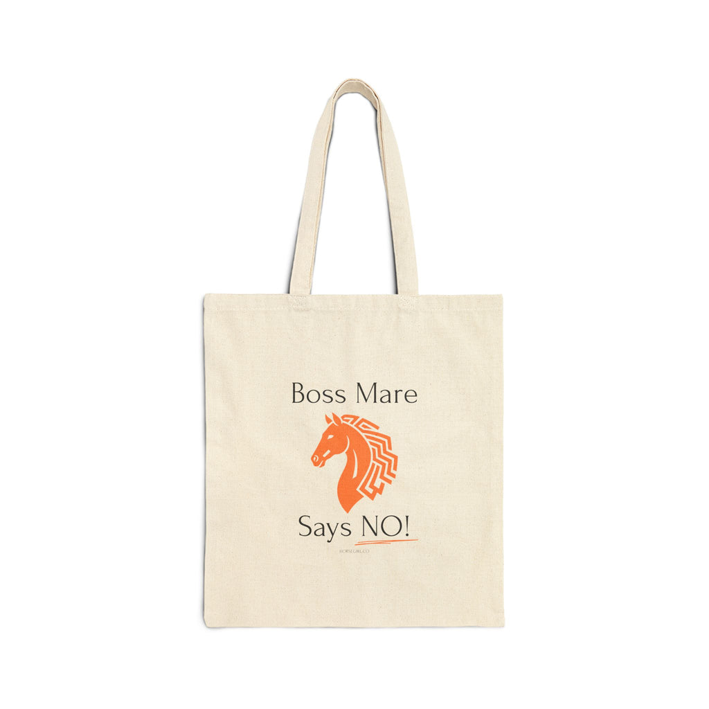 Boss Mare Says NO! Canvas Tote Bag — Funny Horse Lover Grocery Tote