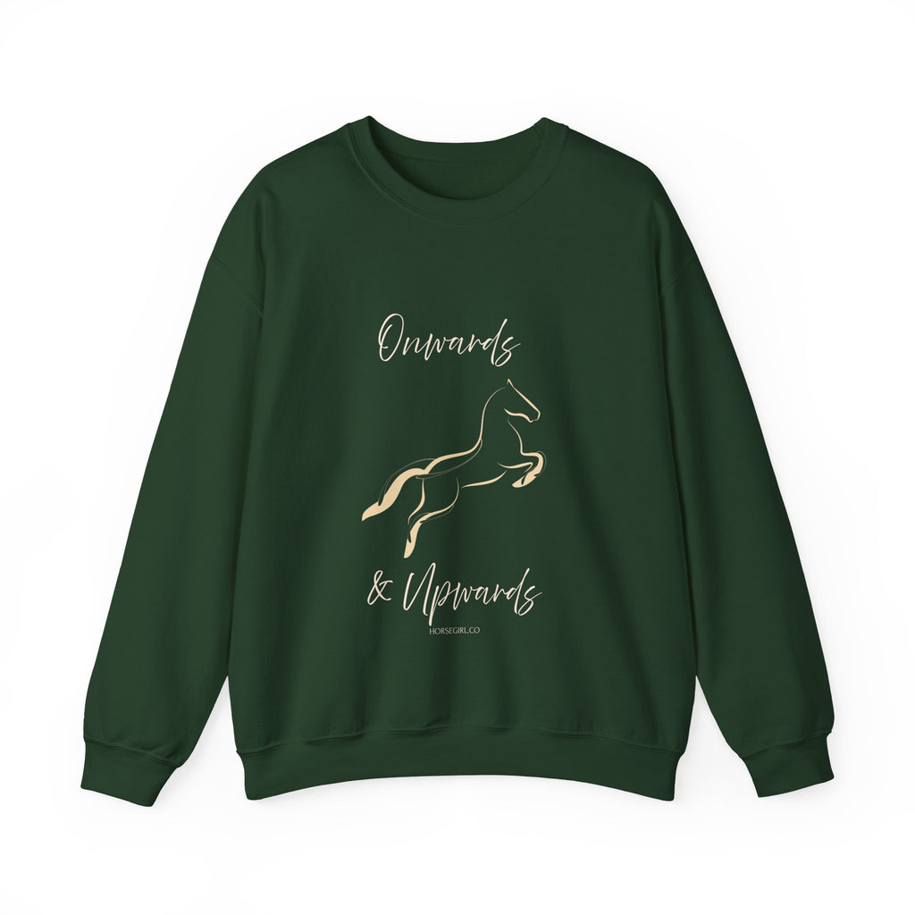 Minimal Gold Horse Outline Crewneck Sweatshirt - Motivational text - Onwards and Upwards