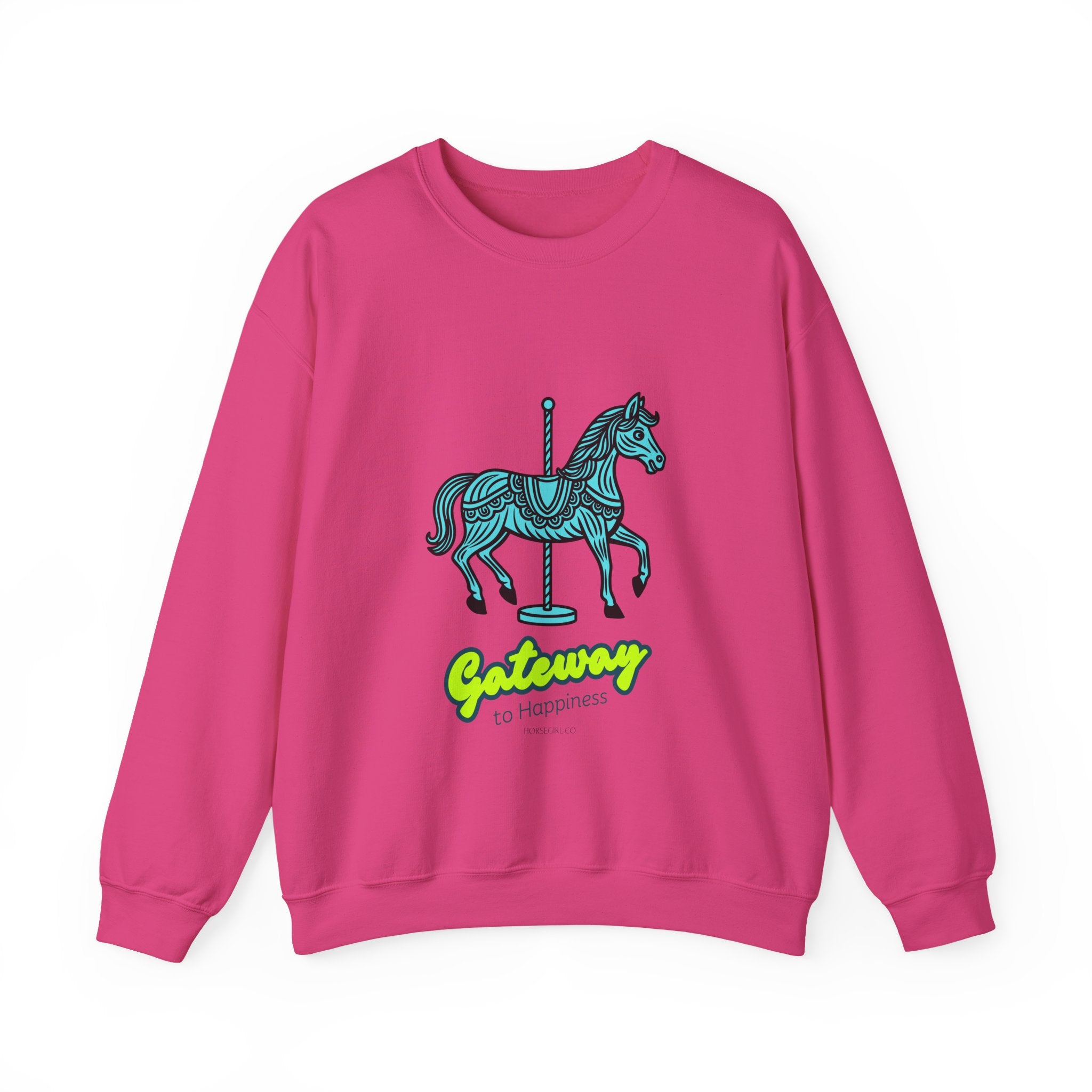 Carousel Horse Sweatshirt — "Gateway to Happiness" Graphic Crewneck