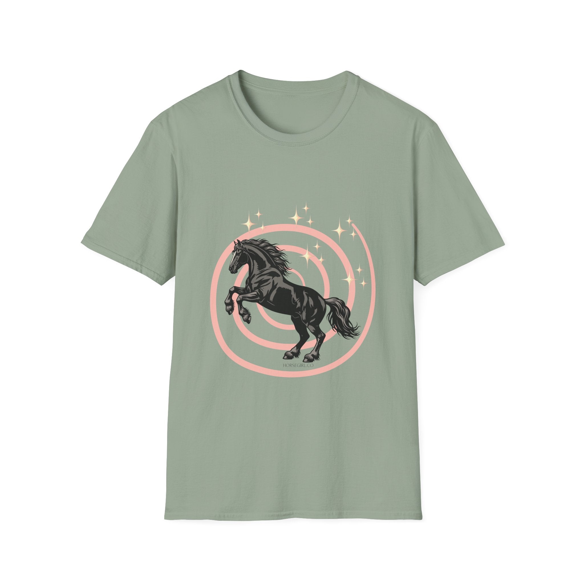 Black Horse Graphic T-Shirt — Majestic Stallion Retro Circle Design
