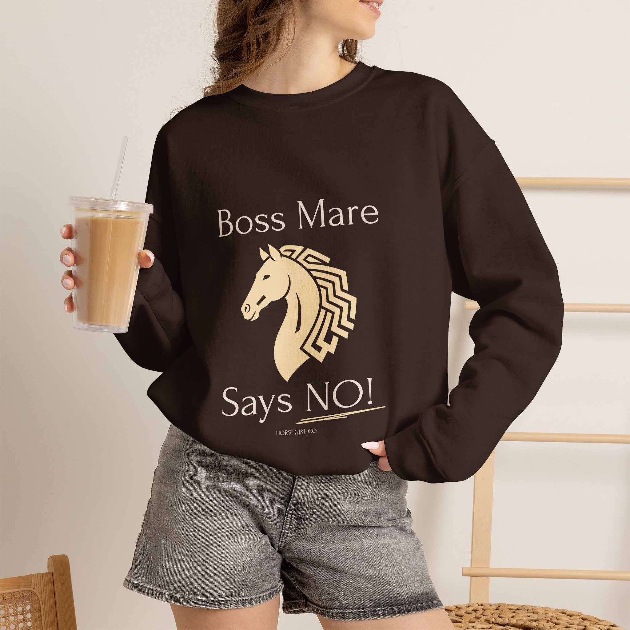 Boss Mare Says NO! Horse Lover Crewneck Sweatshirt