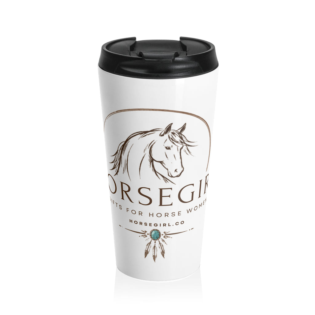 Horsegirl Stainless Steel Travel Mug — Horse Head Logo Insulated Coffee Tumbler