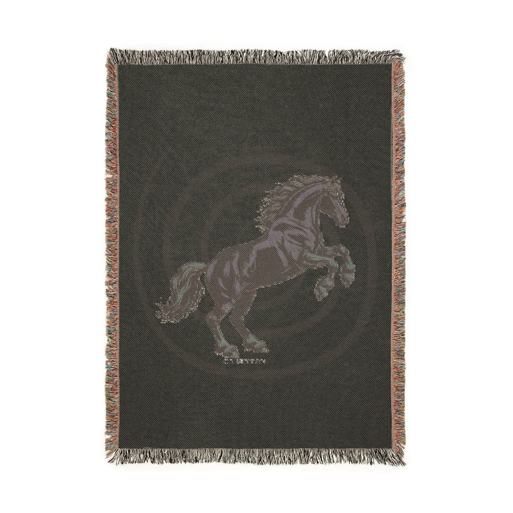 Black Stallion Woven Blanket — Stylish Throw Rug