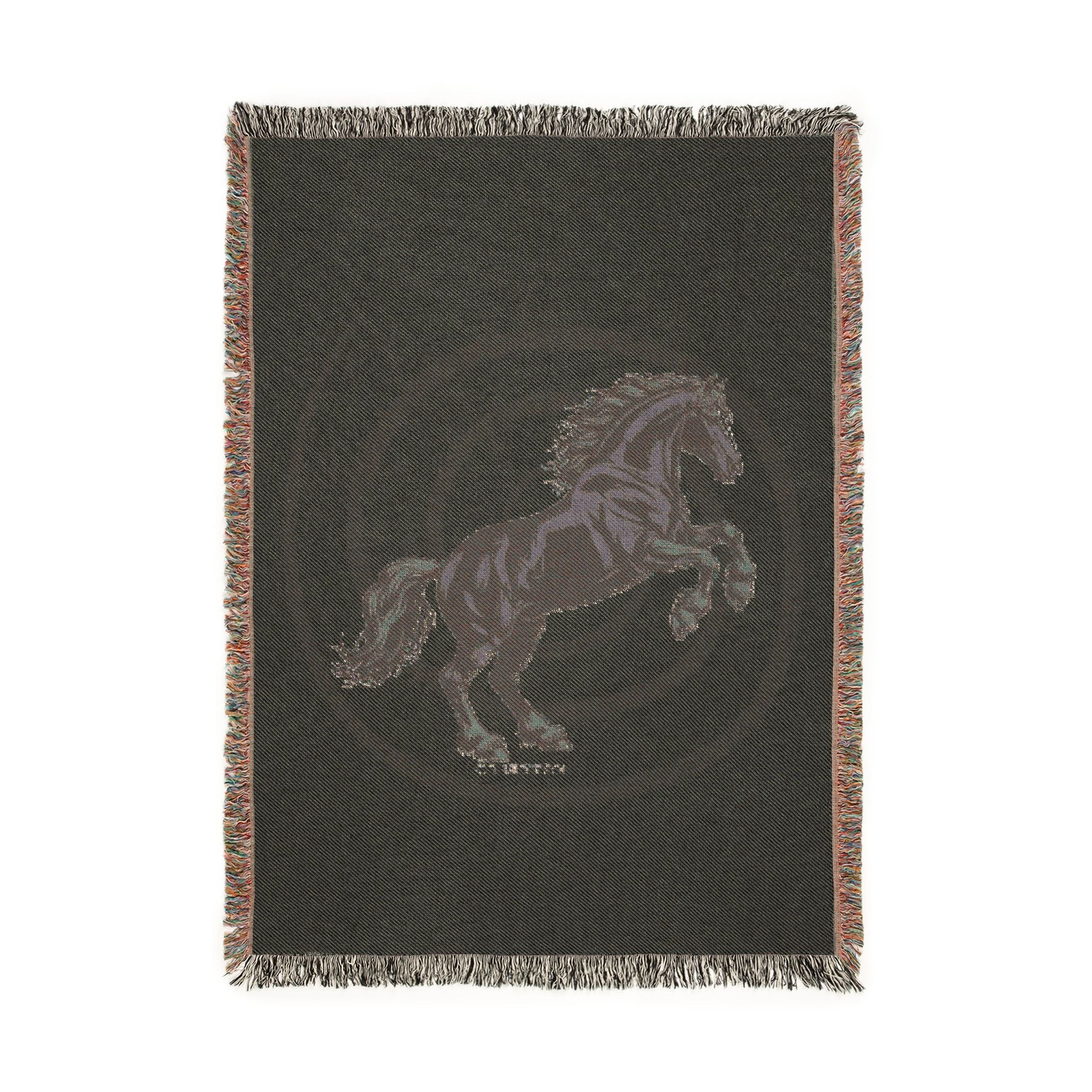 Black Stallion Woven Blanket — Stylish Throw Rug