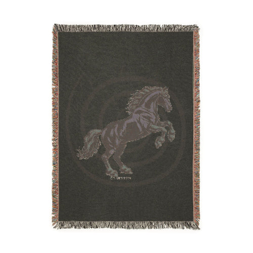 Black Stallion Woven Blanket — Stylish Throw Rug