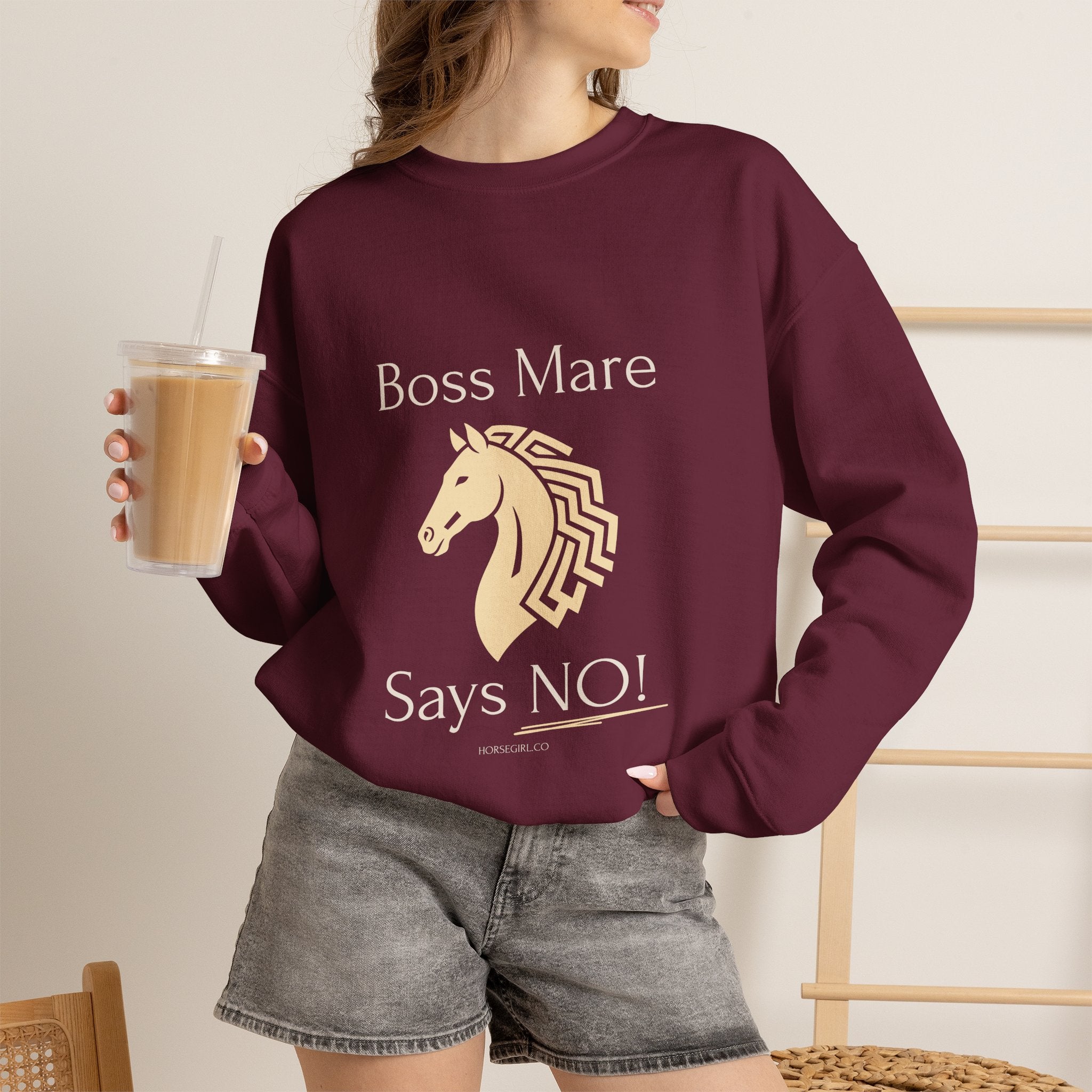 Boss Mare Says NO! Horse Lover Crewneck Sweatshirt