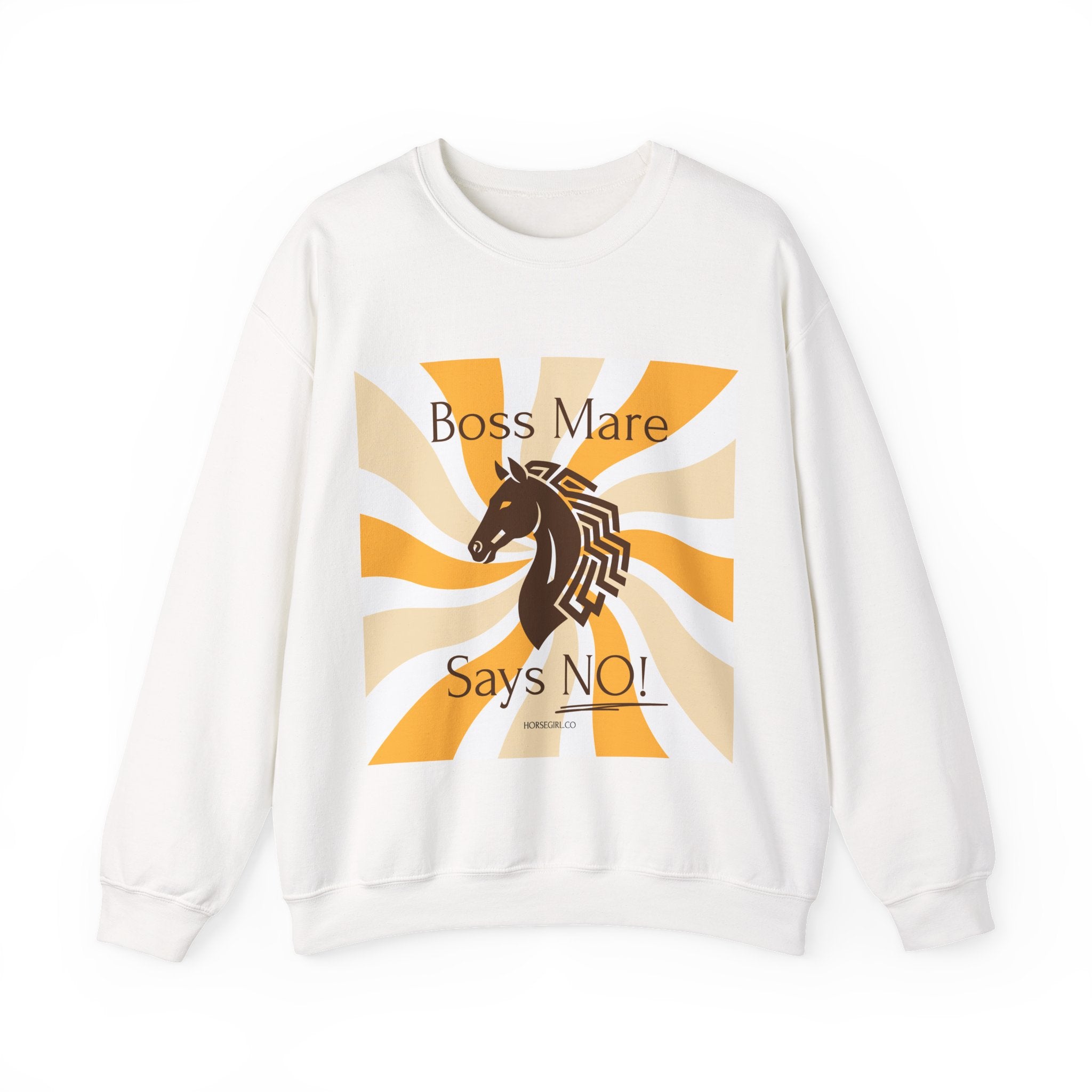 Crewneck Sweatshirt — "Boss Mare Says NO" Retro Horse Graphic