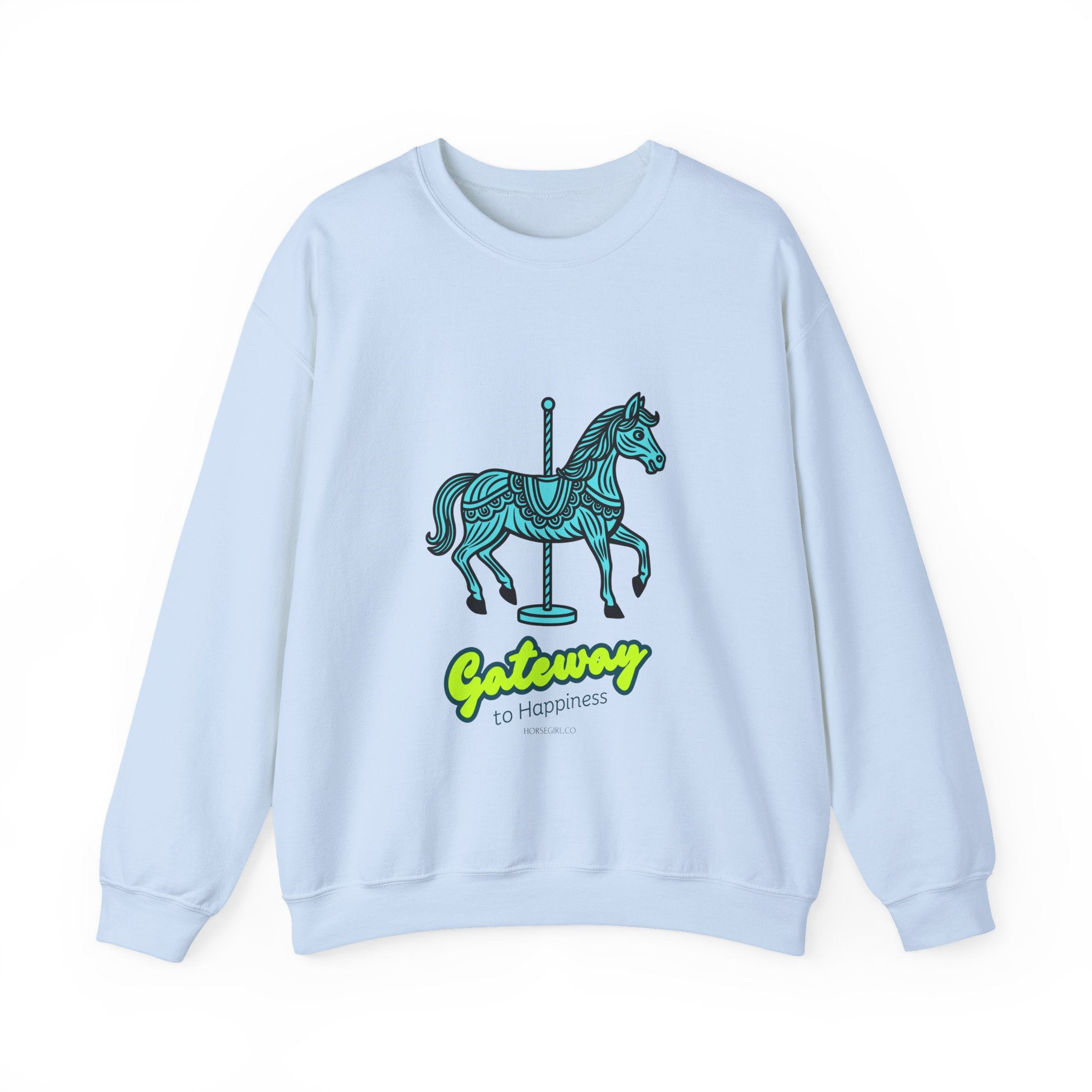 Carousel Horse Sweatshirt — "Gateway to Happiness" Graphic Crewneck