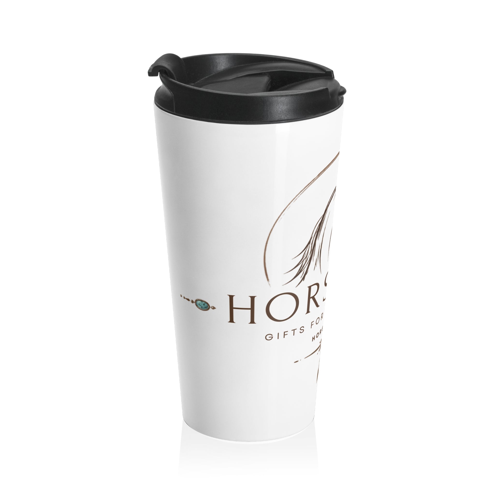 Horsegirl Stainless Steel Travel Mug — Horse Head Logo Insulated Coffee Tumbler