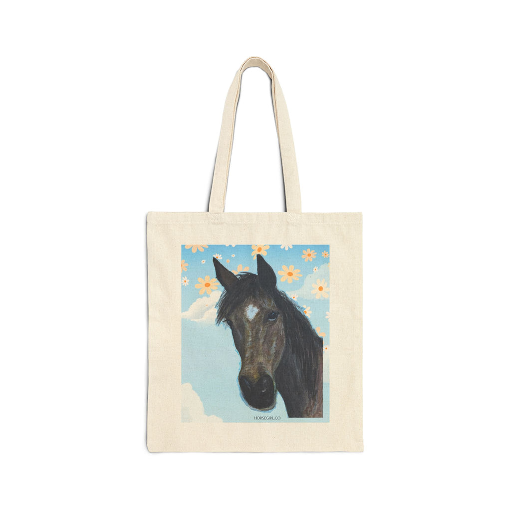 Horse Portrait Canvas Tote Bag — Floral Sky Horse Illustration