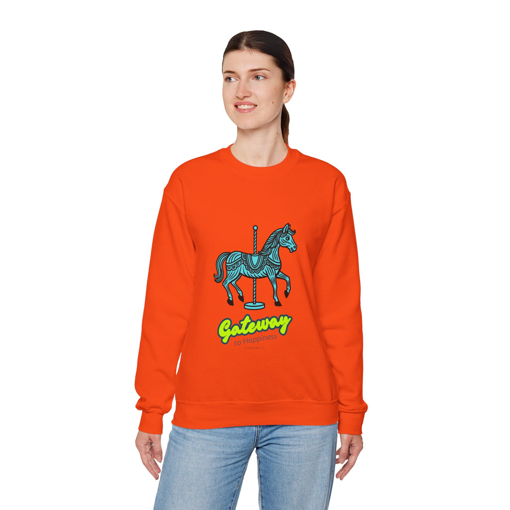 Carousel Horse Sweatshirt — "Gateway to Happiness" Graphic Crewneck