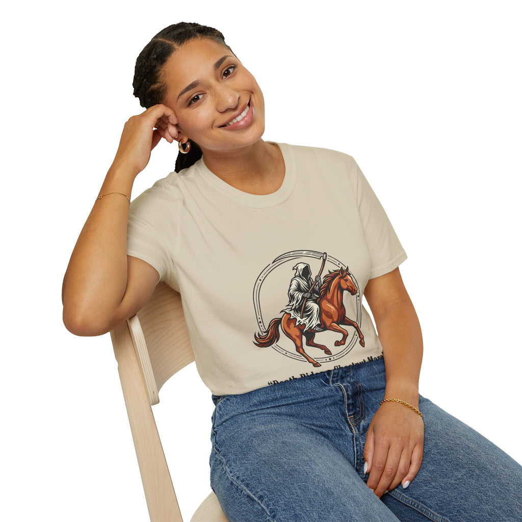 Death Rides a Chestnut Mare T-Shirt — Grim Reaper Horse T Shirt for Women
