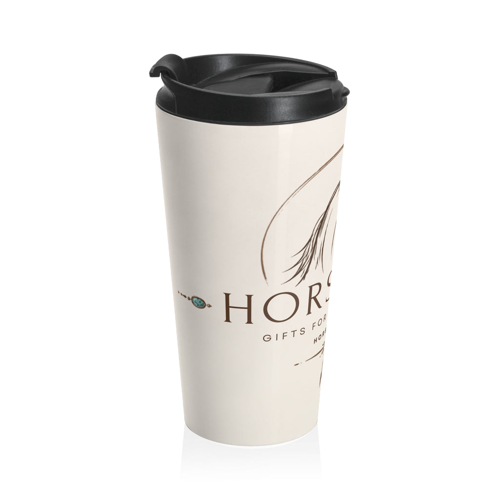 Horsegirl Stainless Steel Travel Mug — Insulated Equestrian Coffee Tumbler with Horse Sketch