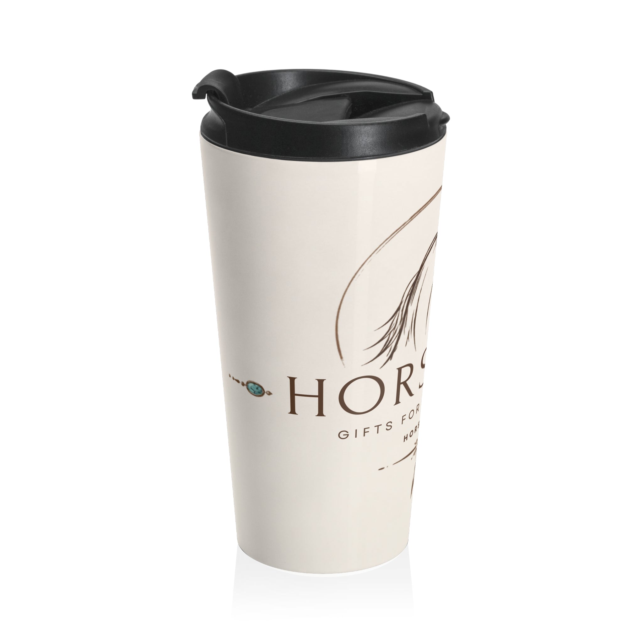 Horsegirl Stainless Steel Travel Mug — Insulated Equestrian Coffee Tumbler with Horse Sketch
