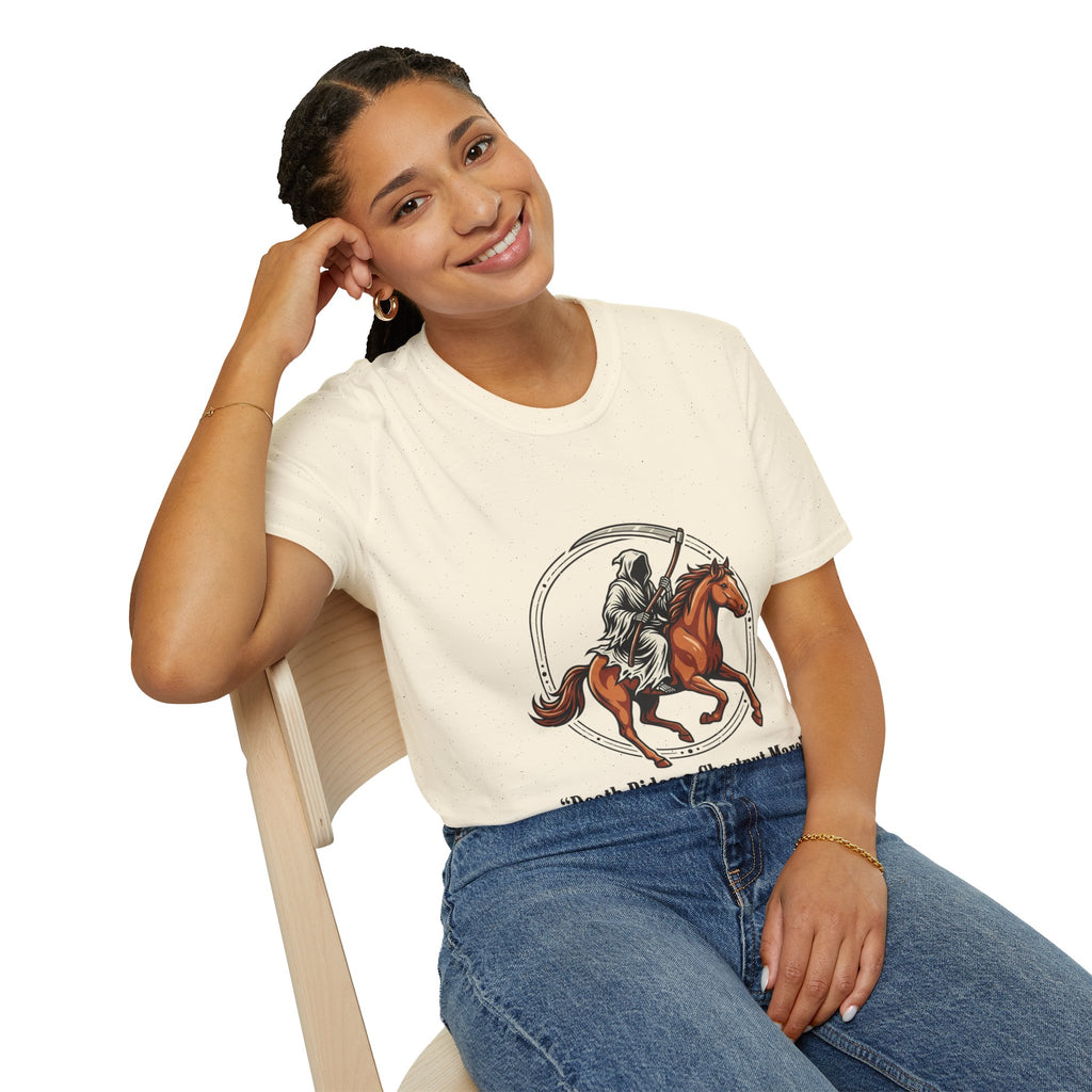 Death Rides a Chestnut Mare T-Shirt — Grim Reaper Horse T Shirt for Women
