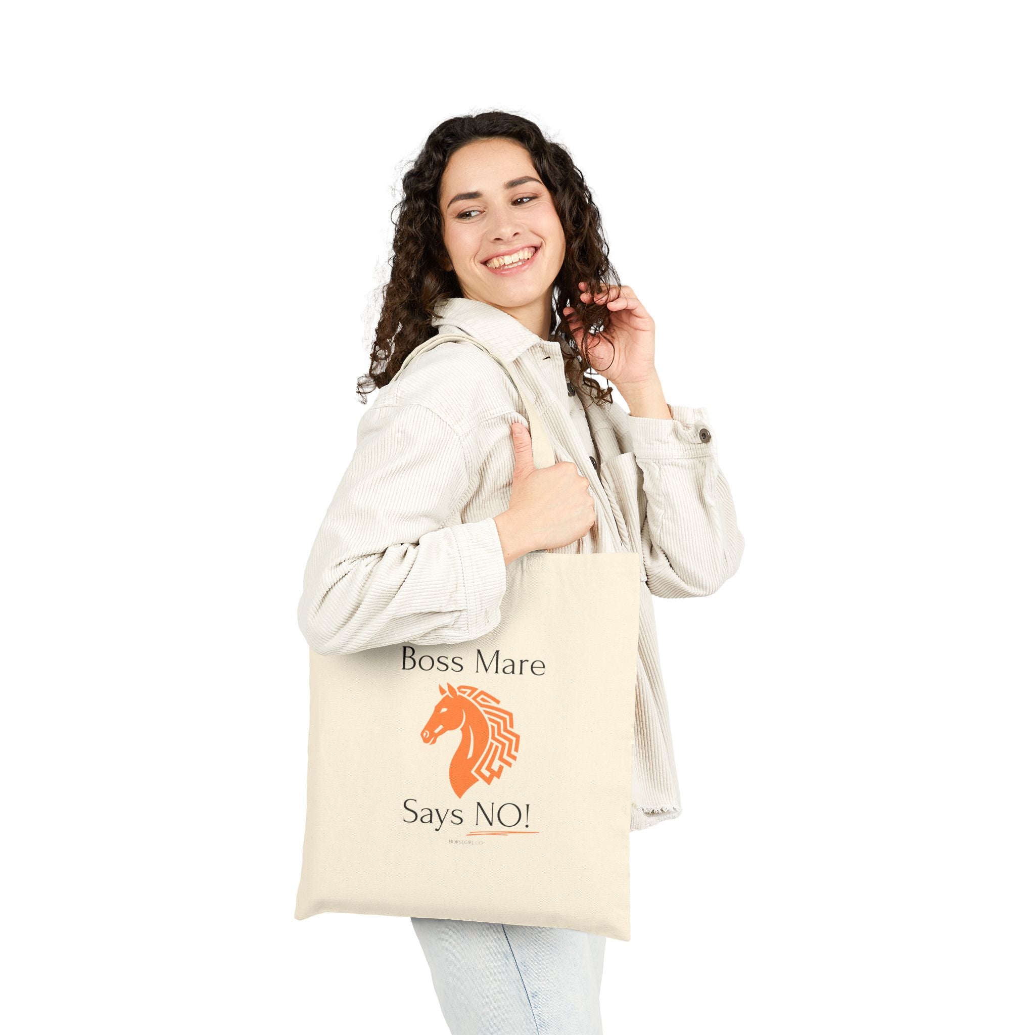 Boss Mare Says NO! Canvas Tote Bag — Funny Horse Lover Grocery Tote
