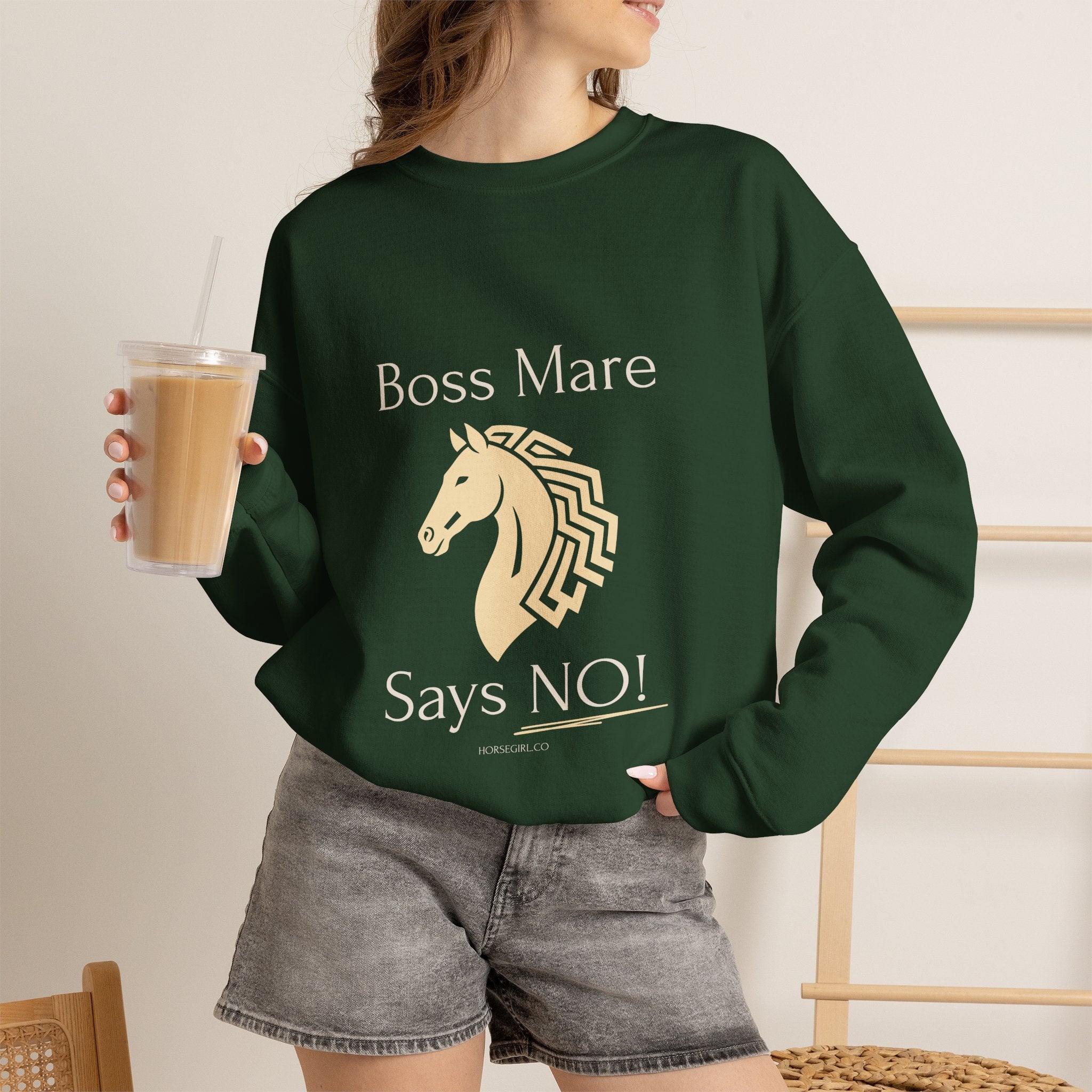 Boss Mare Says NO! Horse Lover Crewneck Sweatshirt