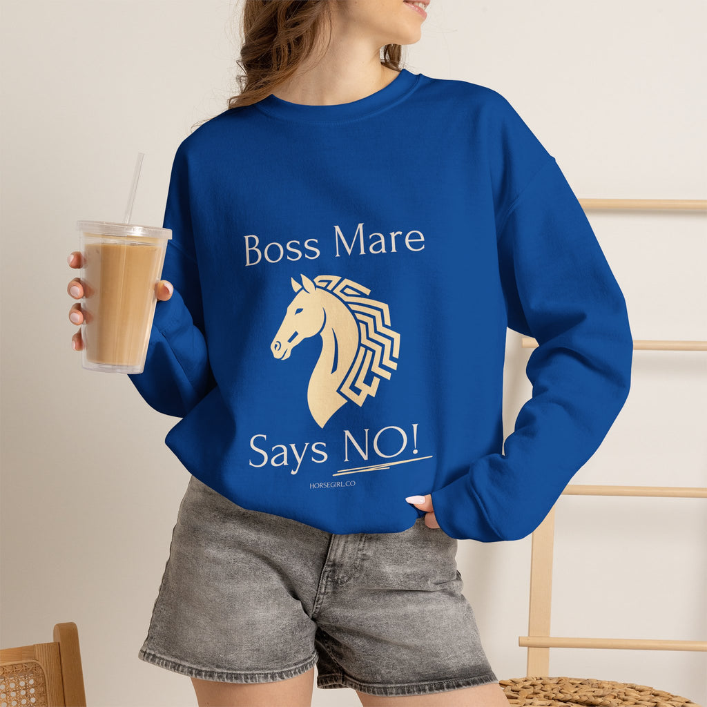 Boss Mare Says NO! Horse Lover Crewneck Sweatshirt