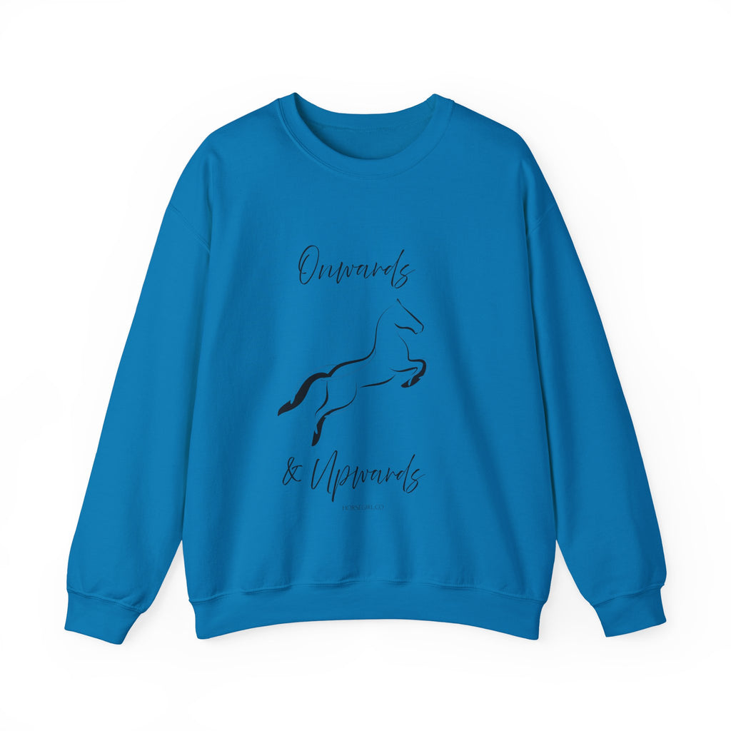 Leaping Horse Sweatshirt — ‘Onwards & Upwards’ Minimal Horse Graphic - Equestrian attire for women