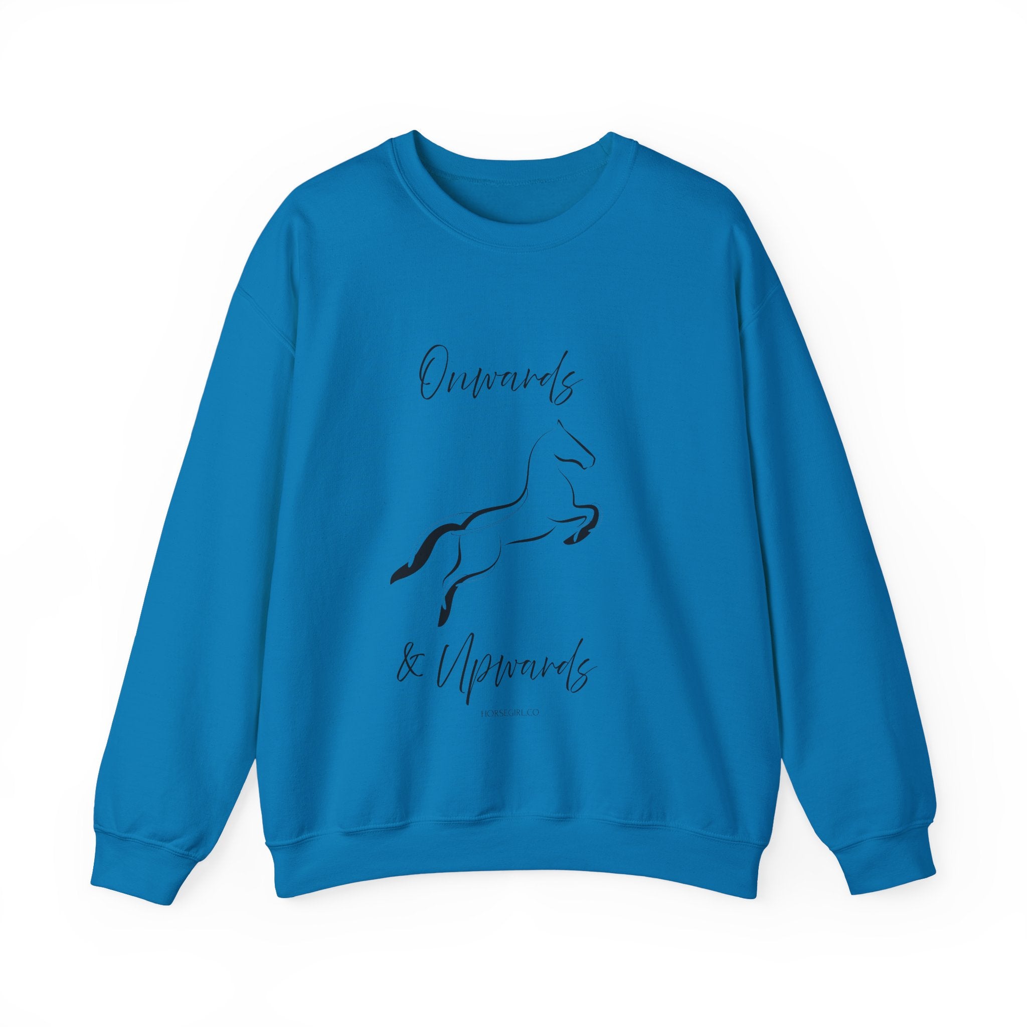 Leaping Horse Sweatshirt — ‘Onwards & Upwards’ Minimal Horse Graphic - Equestrian attire for women