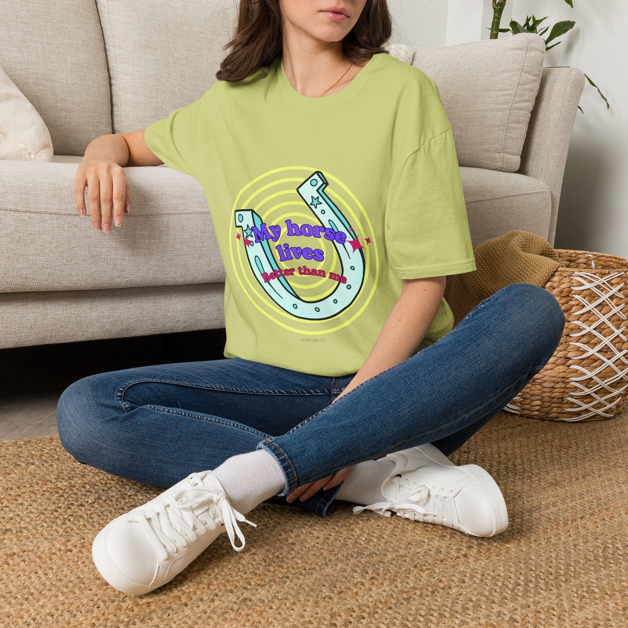 My Horse Lives Better Than Me  T-Shirt — Colorful Horseshoe Tee