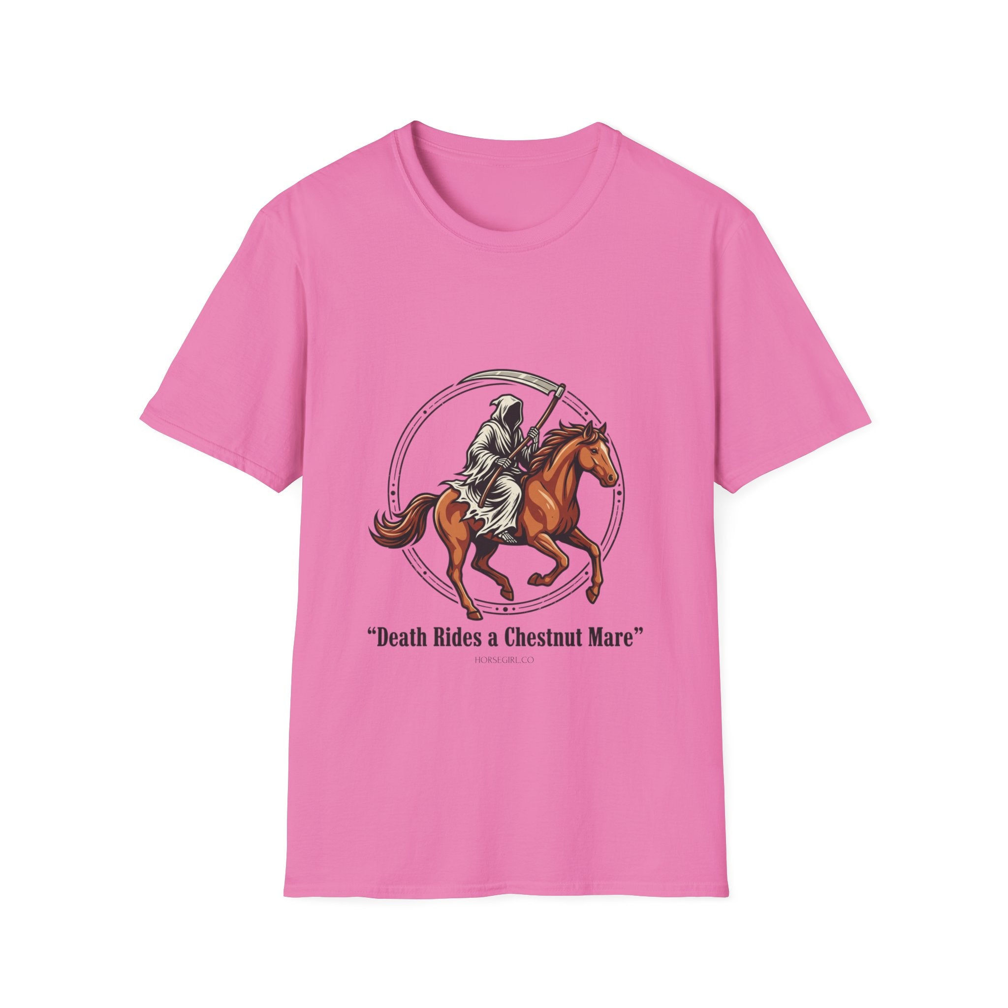 Death Rides a Chestnut Mare T-Shirt — Grim Reaper Horse T Shirt for Women