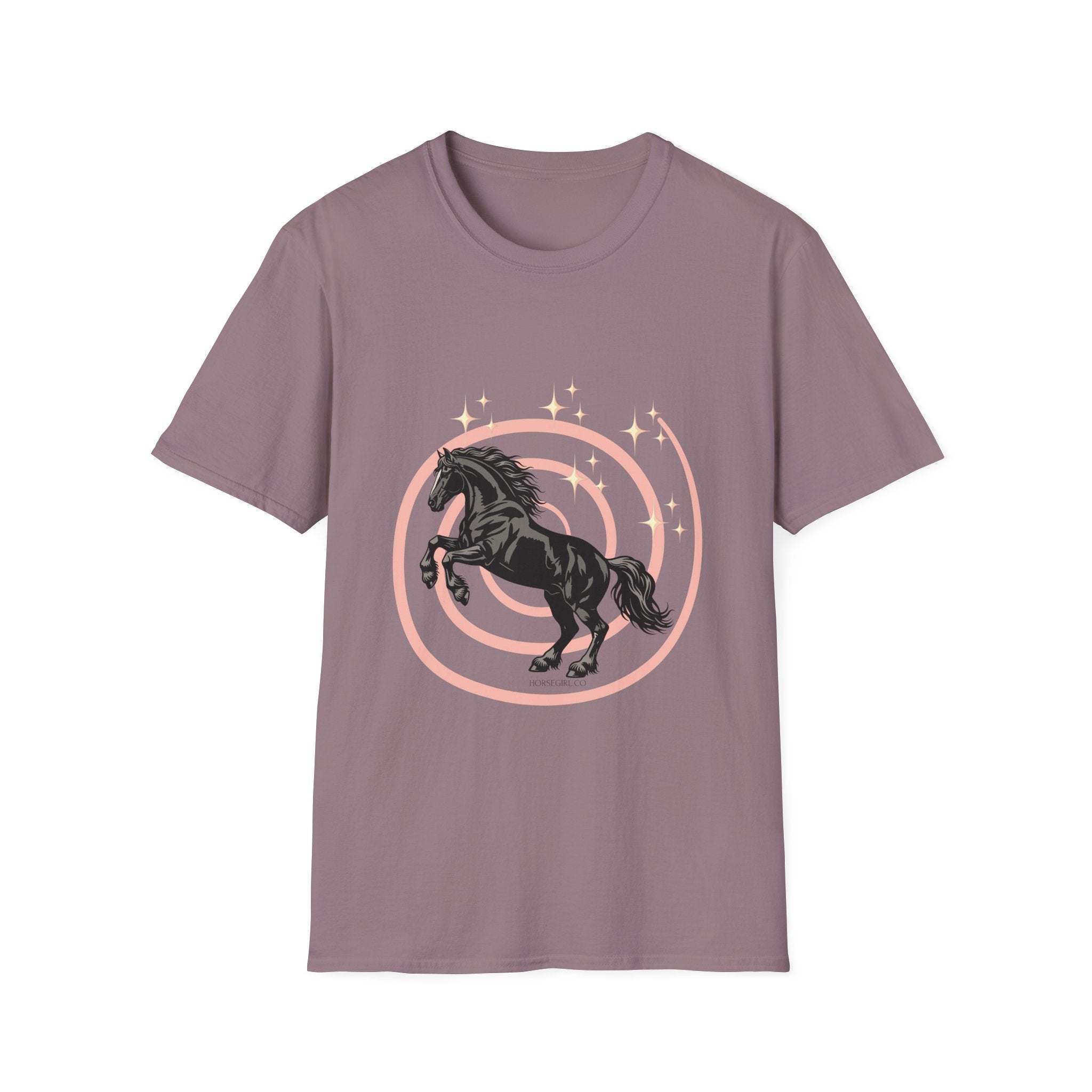 Black Horse Graphic T-Shirt — Majestic Stallion Retro Circle Design