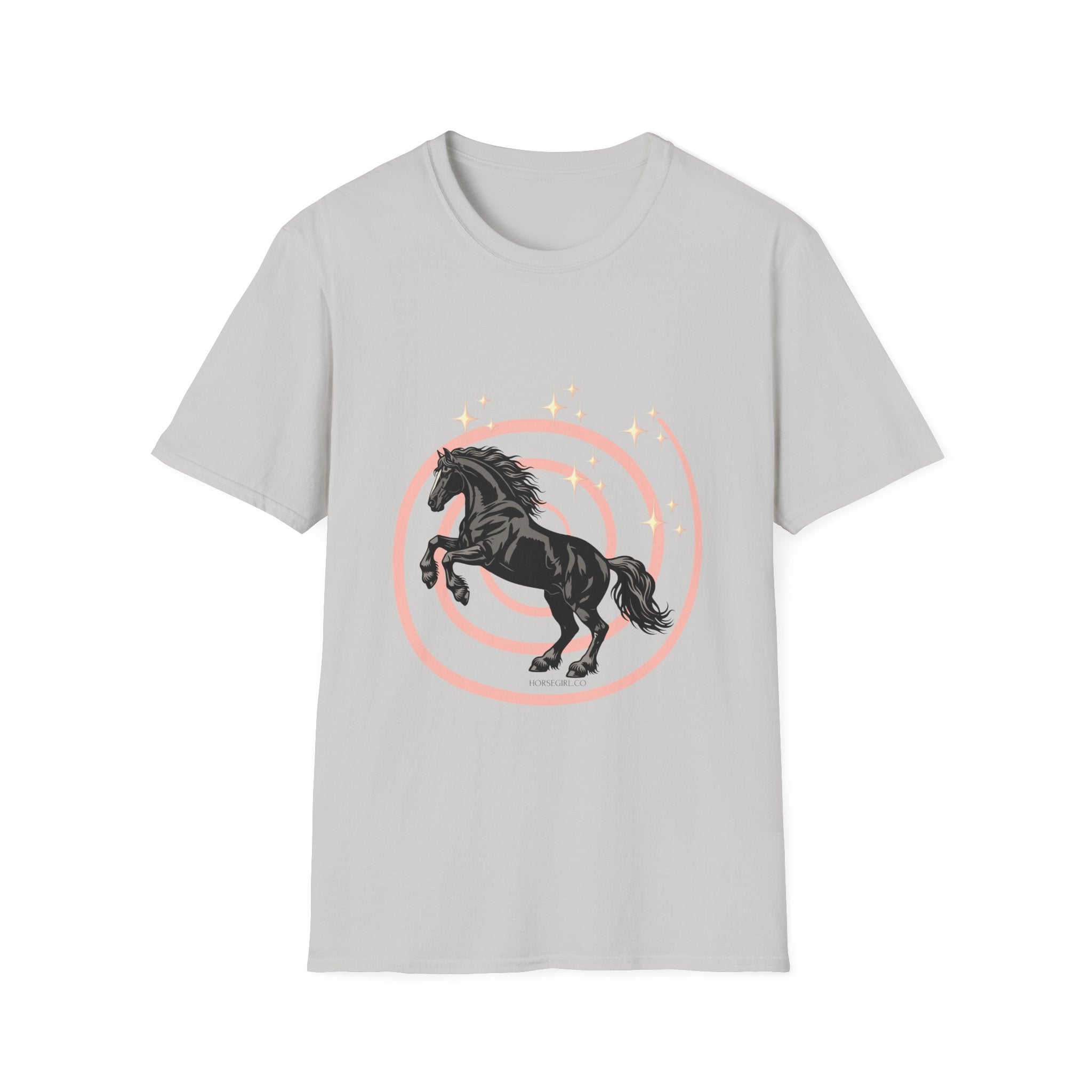 Black Horse Graphic T-Shirt — Majestic Stallion Retro Circle Design