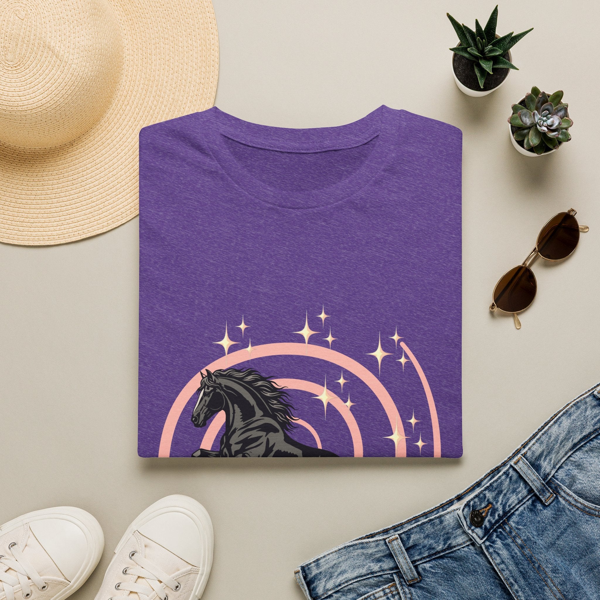 Black Horse Graphic T-Shirt — Majestic Stallion Retro Circle Design