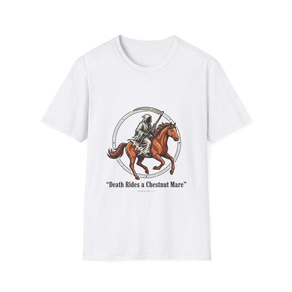 Death Rides a Chestnut Mare T-Shirt — Grim Reaper Horse T Shirt for Women