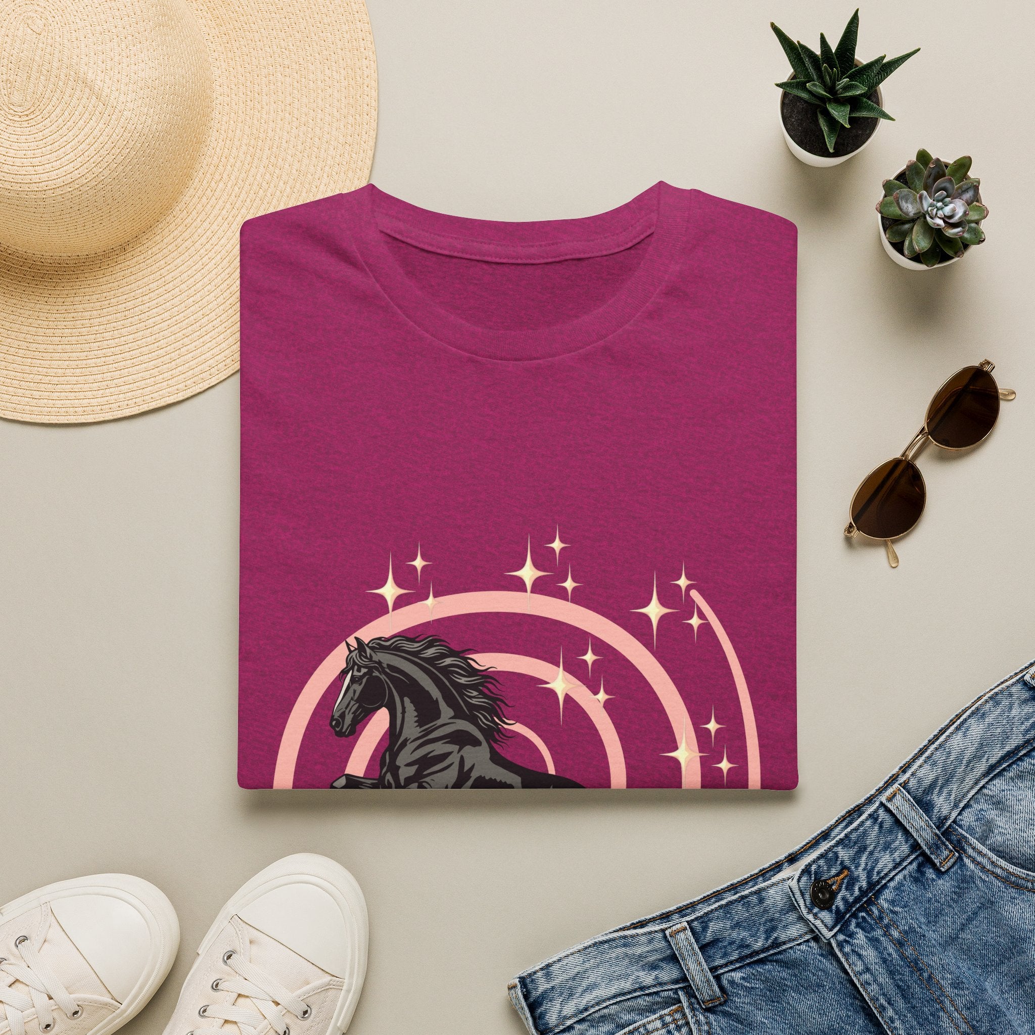 Black Horse Graphic T-Shirt — Majestic Stallion Retro Circle Design