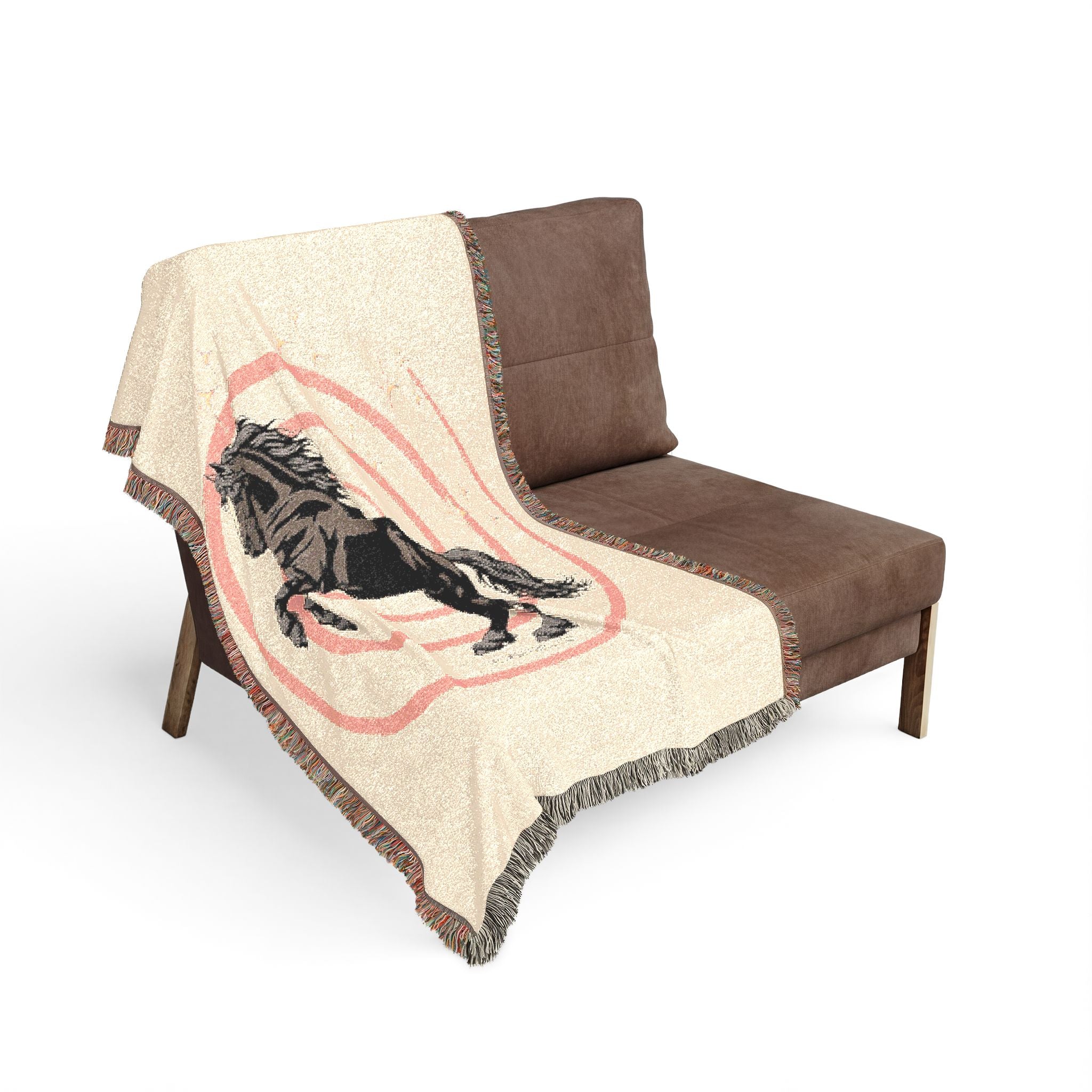 Black Stallion Woven Blanket — Stylish Throw Rug