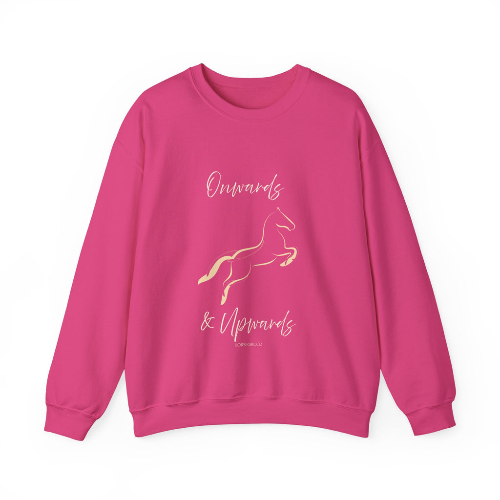 Minimal Gold Horse Outline Crewneck Sweatshirt - Motivational text - Onwards and Upwards