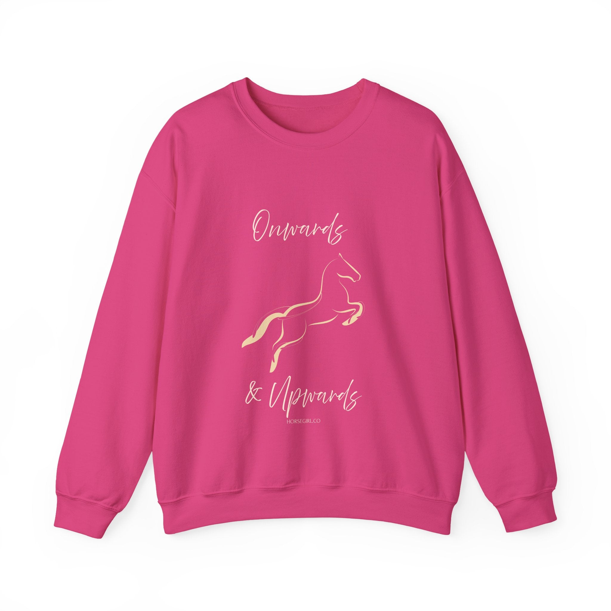 Minimal Gold Horse Outline Crewneck Sweatshirt - Motivational text - Onwards and Upwards