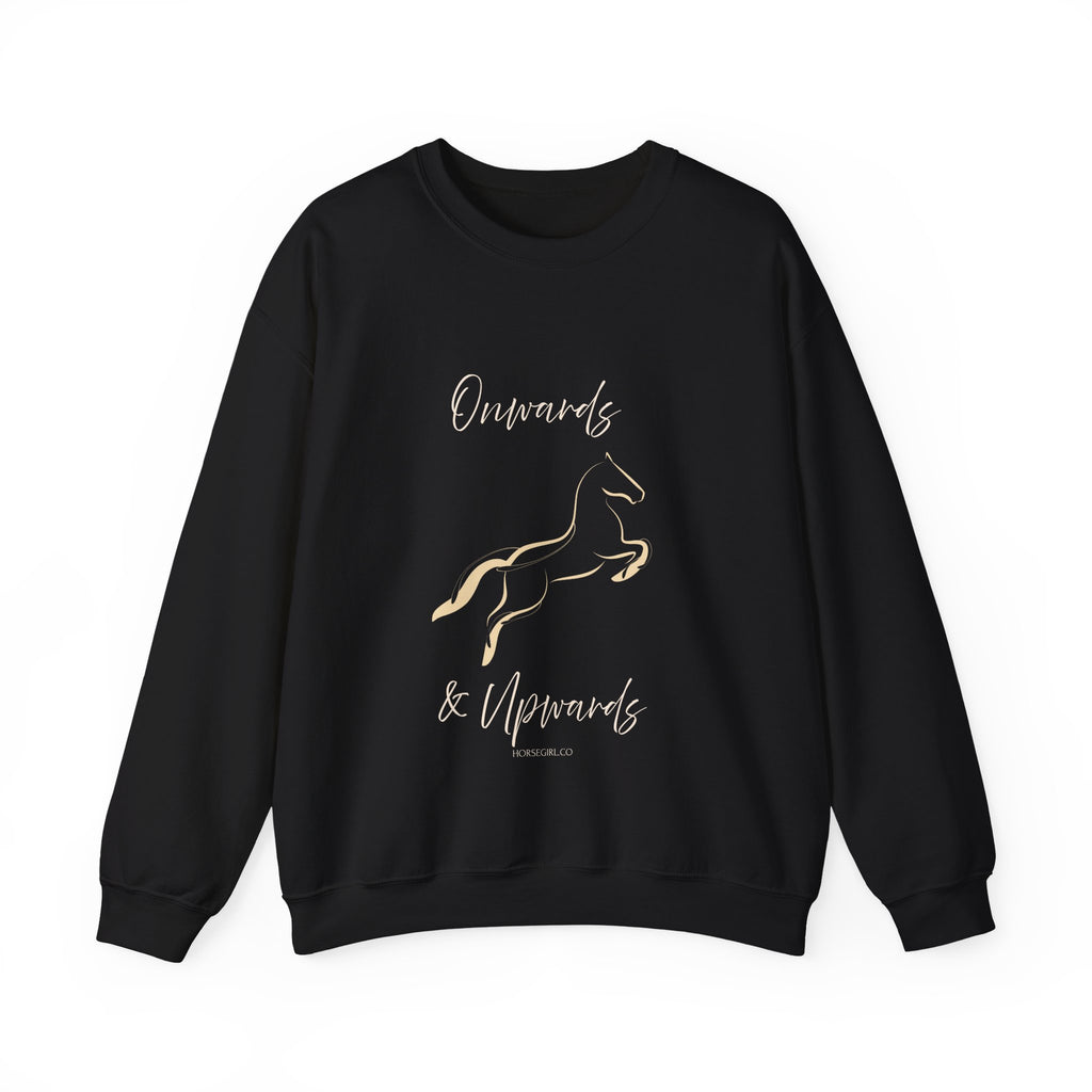 Minimal Gold Horse Outline Crewneck Sweatshirt - Motivational text - Onwards and Upwards